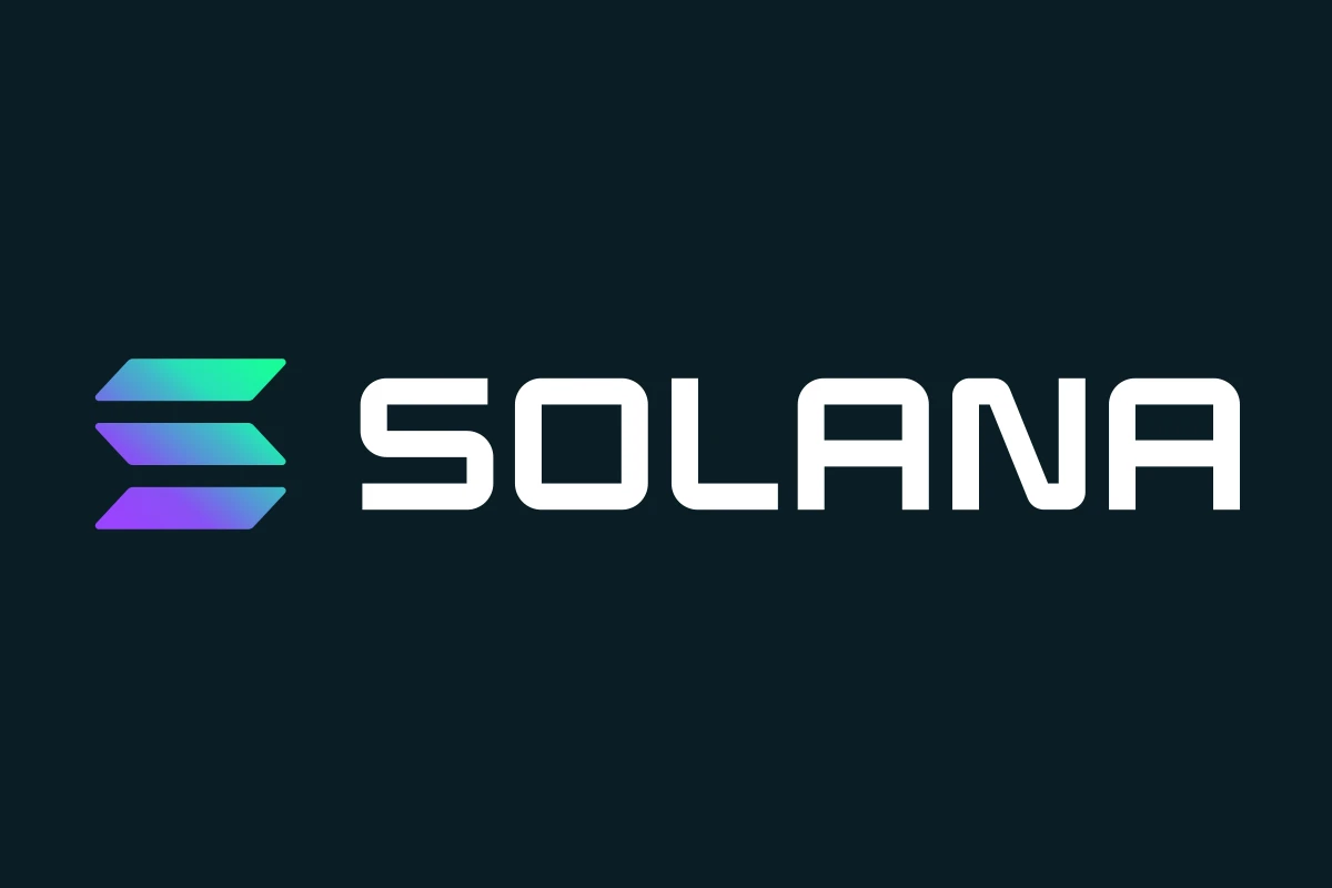 The authentic Solana horizontal logo, with its gradient mark and white wordmark, on a dark background.