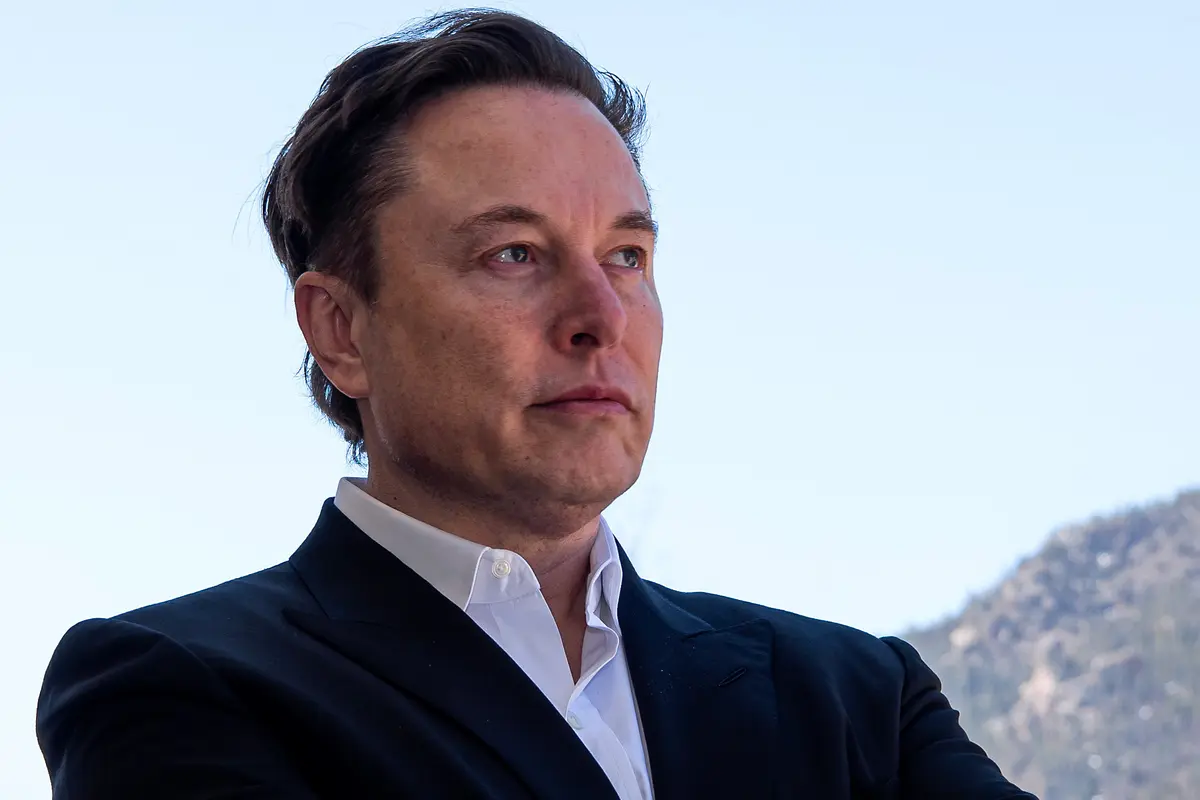 Elon Musk outside Arnold Hall at the United States Air Force Academy on April 7, 2022.