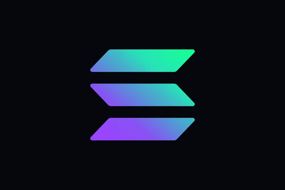 The official Solana gradient logomark centered without alteration on a dark background.